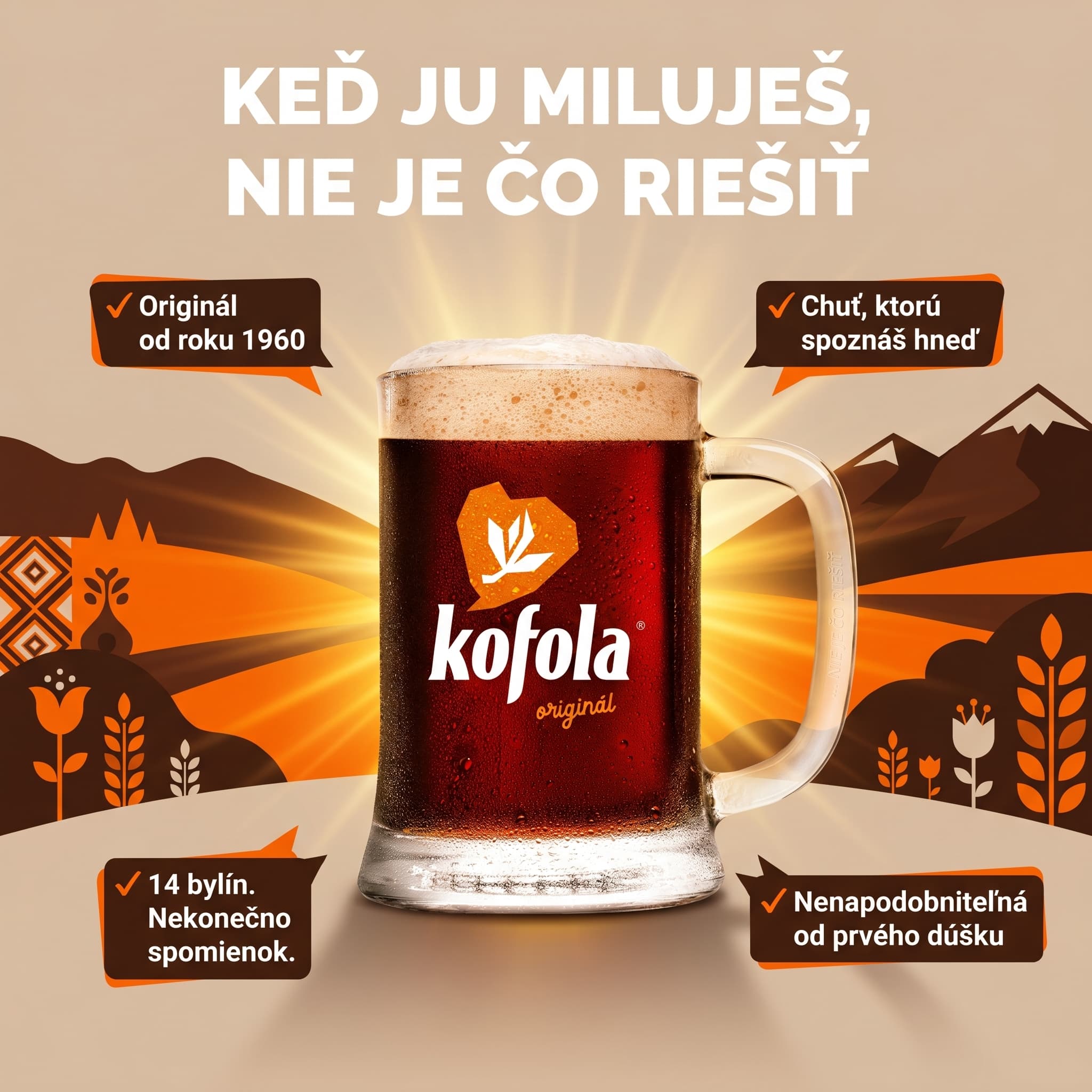 Kofola · folk motív s horami